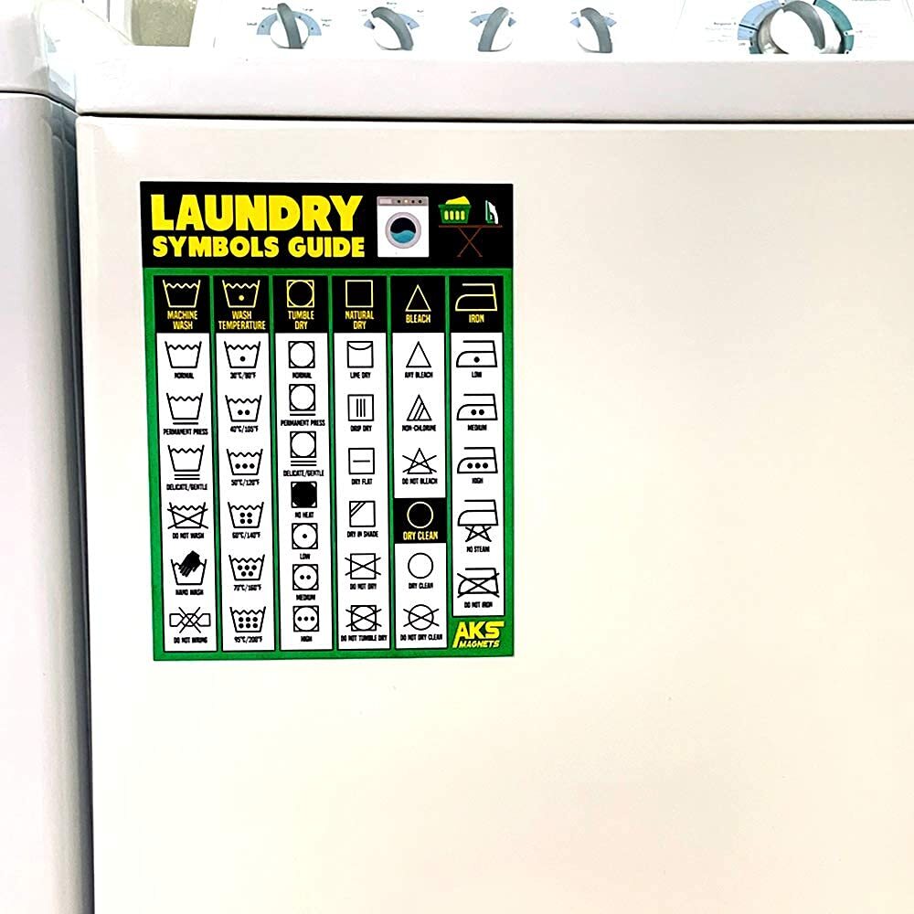 Laundry Symbols Guide Magnet - Extra Large Easy to Read