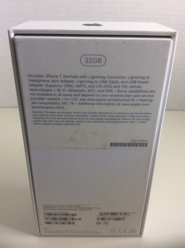 Iphone 7 32 GB Black Box Replacement Box Only