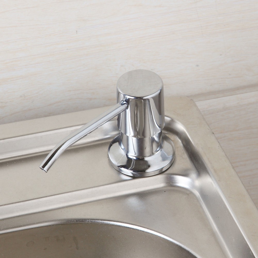 US Chrome Kitchen Liquid Soap Dispenser Single Hole Deck Mount Pump Bottle Sink
