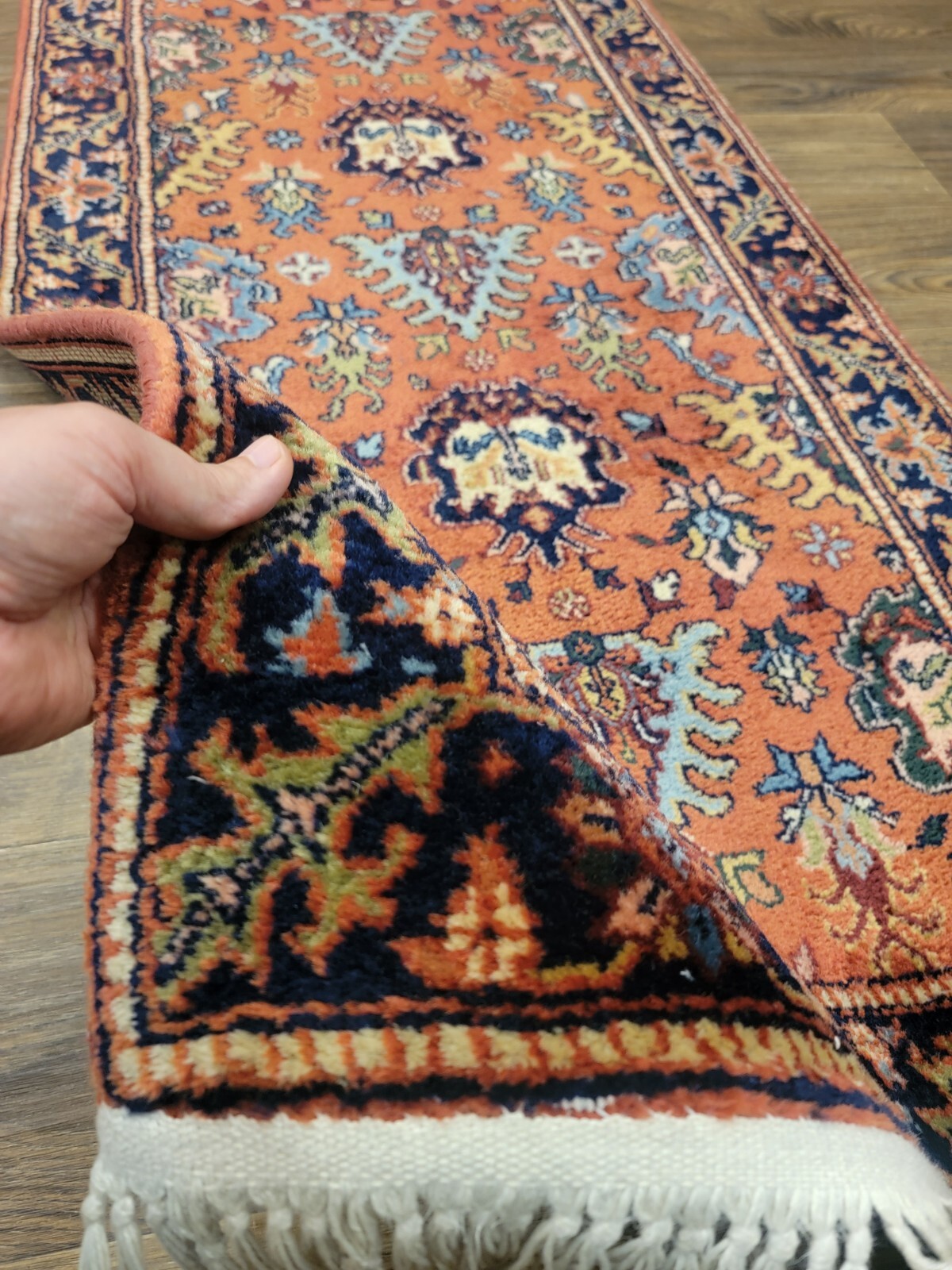 2'8×10ft Hand Knotted 100% Pure Wool Herize Design Runner Vintage Rub