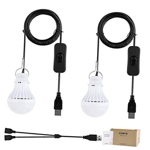 2 Pack USB Light, USB LED Camping Lantern with USB Splitter Y-Cable, 8ft