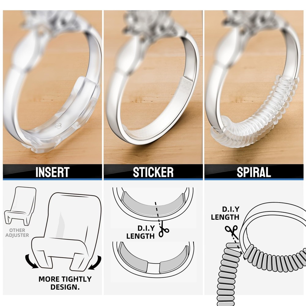 Ring Sizer Adjuster for Loose Rings, 110-Piece Set with 3 Types 110 Pcs