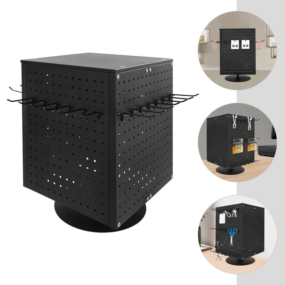 Pegboard Rotating Display Stand, 4 Sided Spinning Peg Board Display, Peg Board