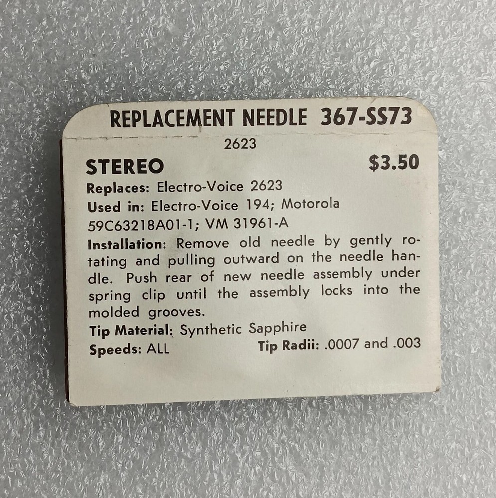 367-SS73 Superb PHONOGRAPH RECORD NEEDLE