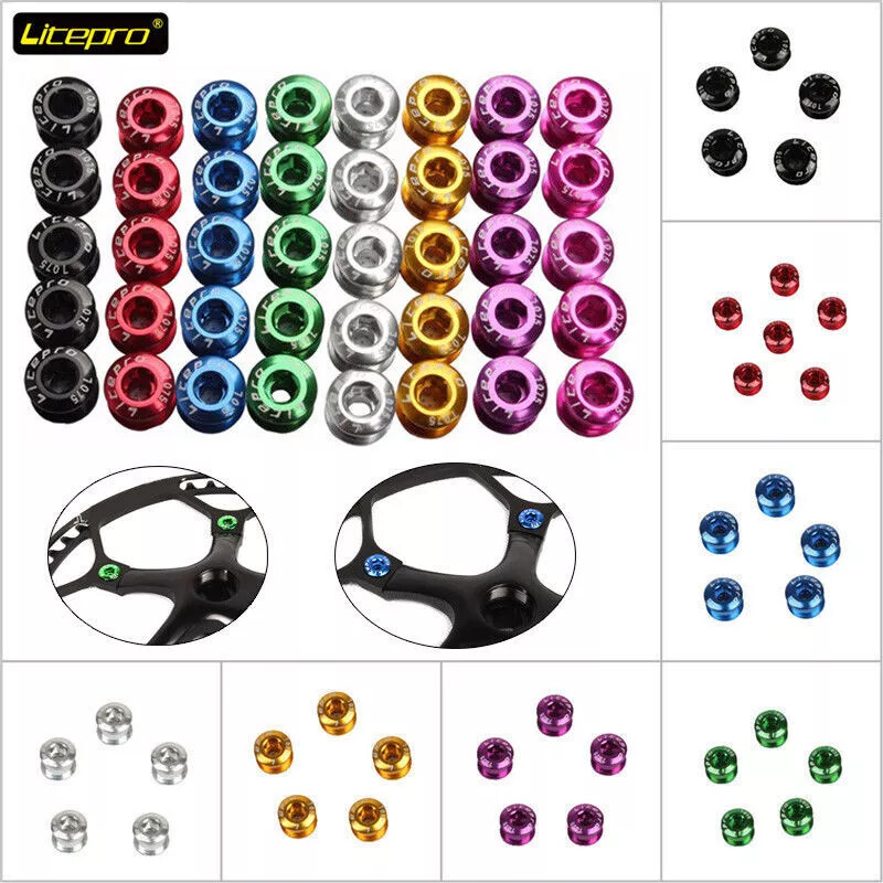 5pcs MTB Road Bike Chainring Bolts Single/Double Speed 6.5/8.5mm Screws Aluminum