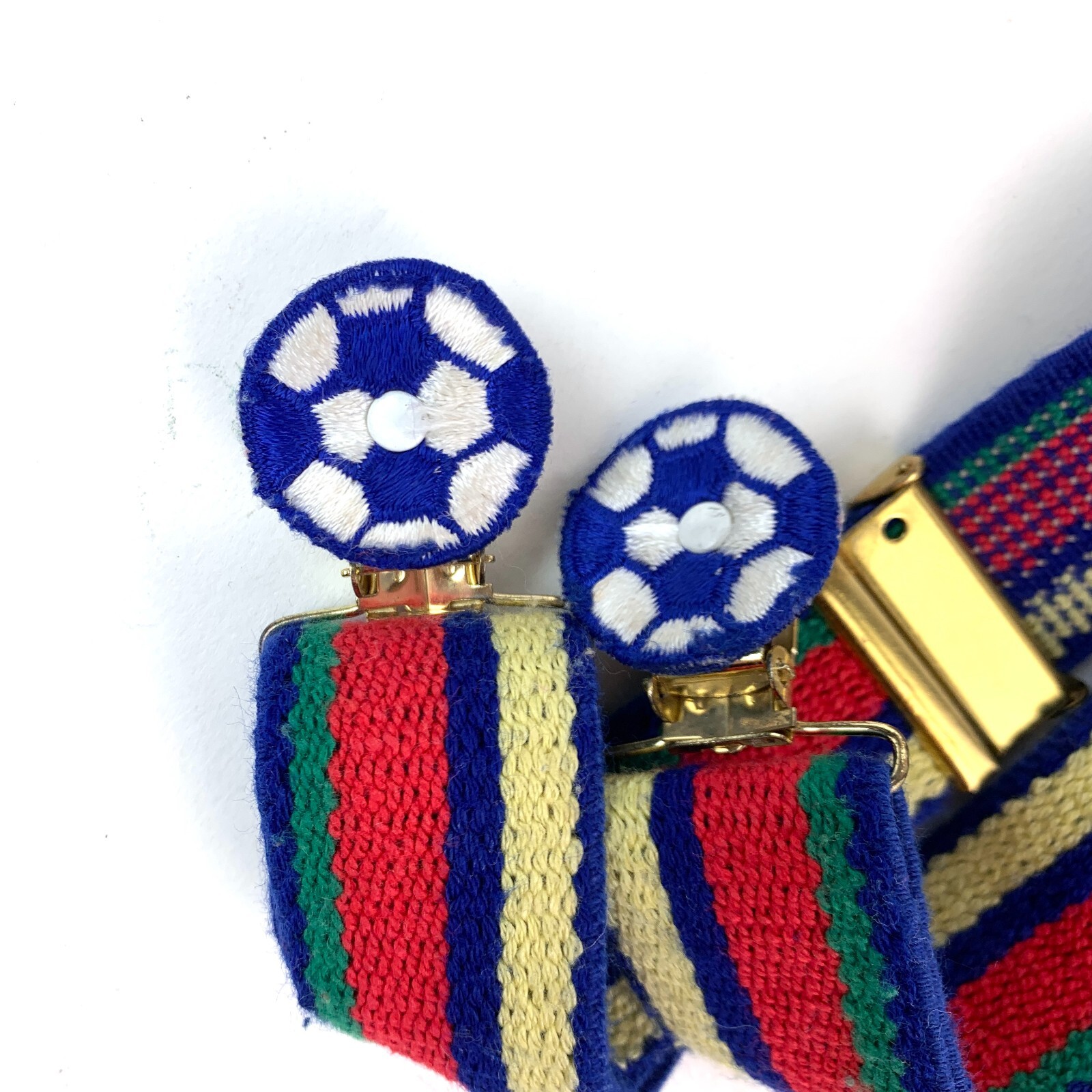 Vintage Striped Soccer Ball Boys Adjustable Suspenders