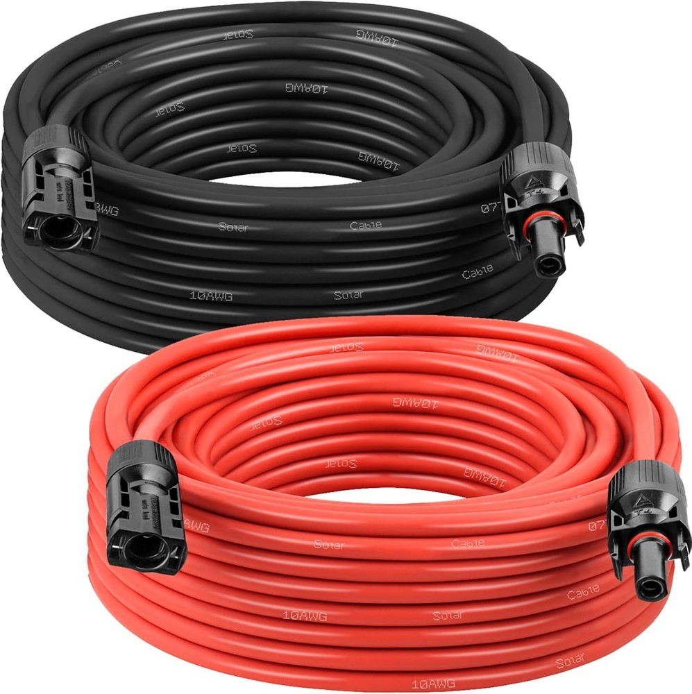 Solar Panel Extension Cable - 10AWG 20FT Wire with Female &