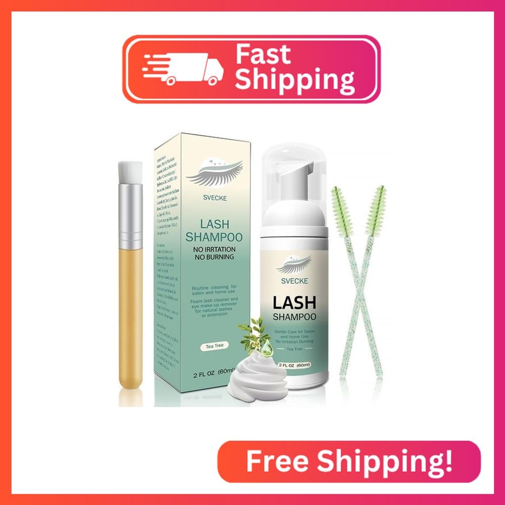 SVECKE Lash Shampoo Kit Eyelash Extension Cleanser, Eyelash Shampoo for Lash Ext