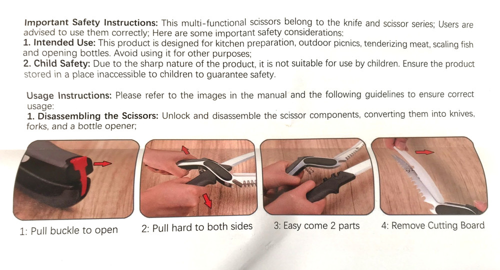 Multi Functional Stainless Steel Kitchen Scissors Meat Tenderizer Bottle Opener