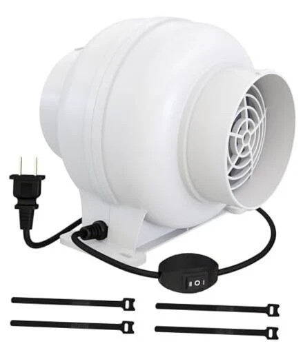 3.5 Inch 168 CFM Inline Duct Ventilation Fan with 2 Speed Controller, White