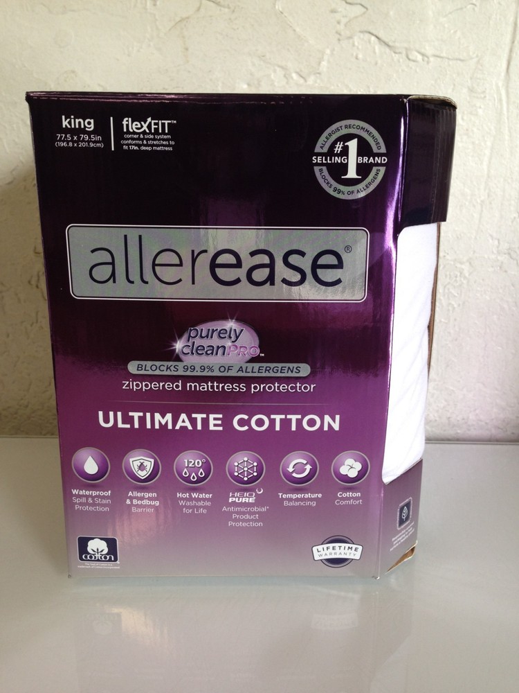 Allerease Ultimate Cotton Zippered Mattress & Pillow Protector, King White