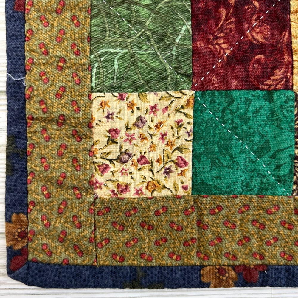 Handmade Quilt 9-Patch Block Pattern Sampler Wall Decor 18x20 Hand Quilted
