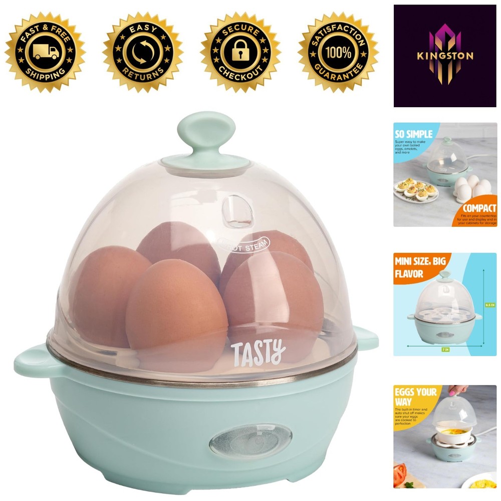 Ultimate Mini Egg Cooker - 5-Egg Capacity for Flawless Eggs & Omelets, Aqua