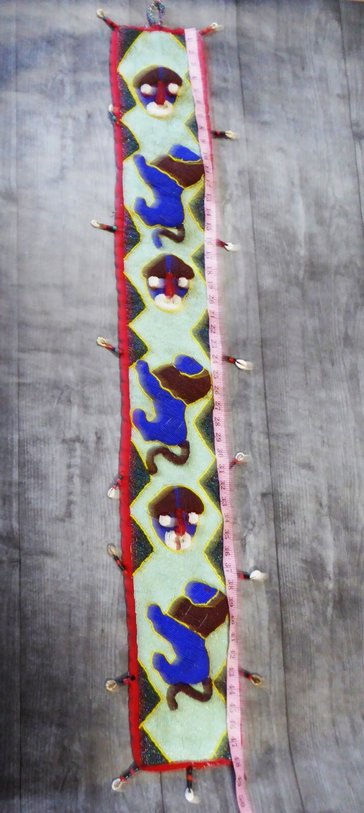 African Tribal Ceremonial Beaded Art Wall Hanging Cowrie Shell 3D Elephant Mask