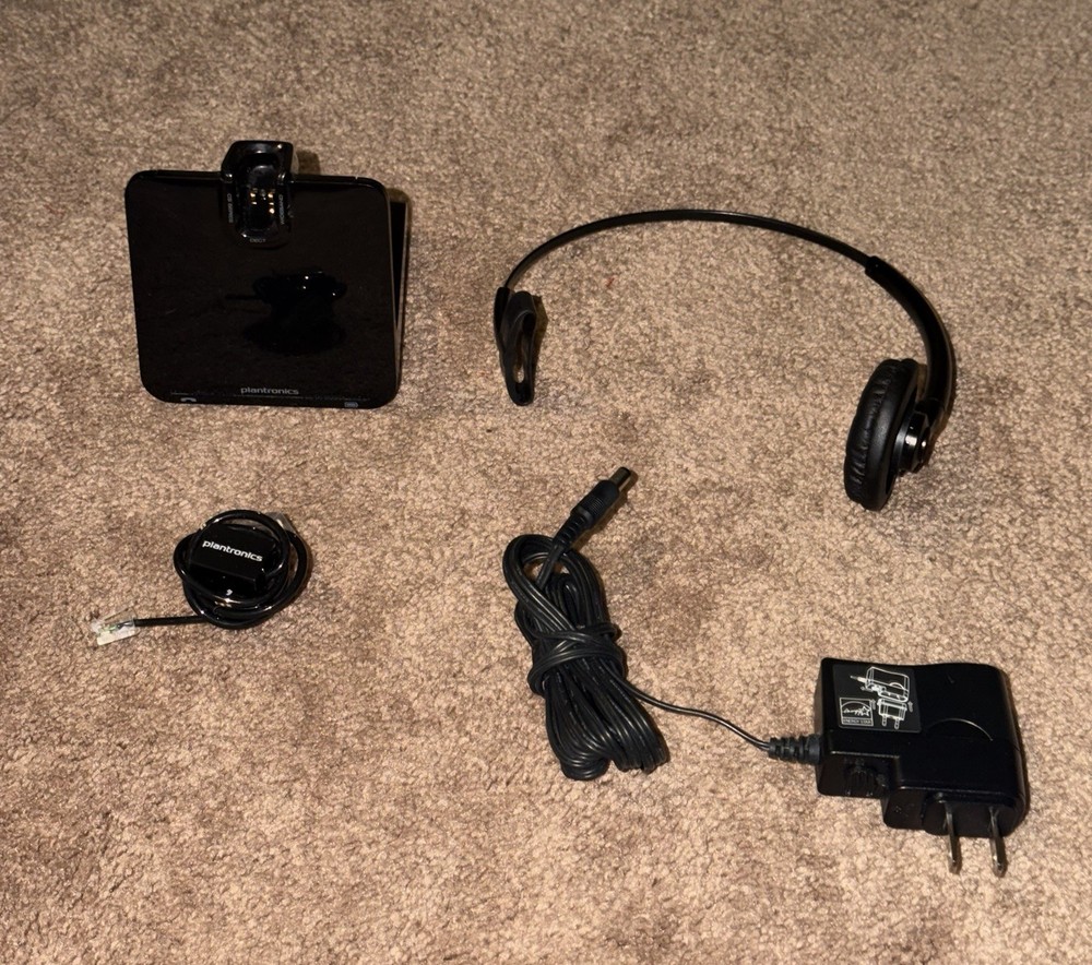 Plantronics C053 DECT Wireless Headset Docking Station Charger Cable & Head