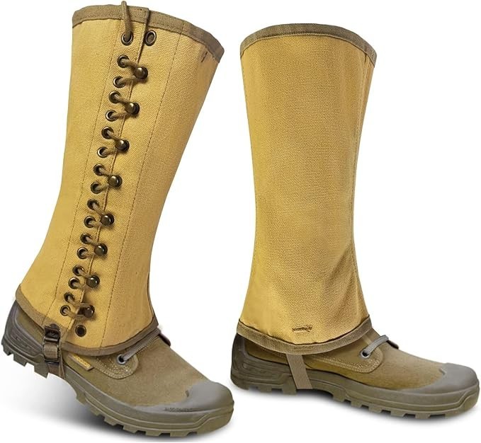 Canvas Leg Gaiters For Men WWII Reproduction M1936 Hiking Army Khaki Canvas, 3R