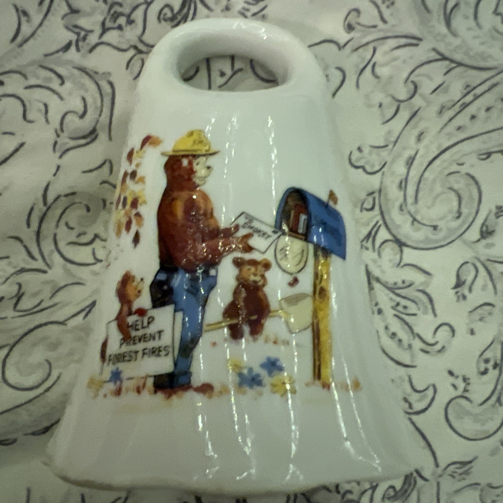 Vintage Norcrest Smokey The Bear Ceramic Bell Japan Prevent Forest Fires 70’s