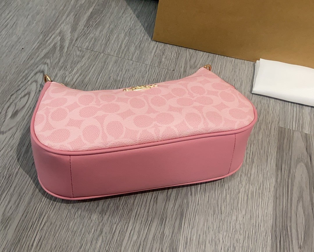 Teri Shoulder Bag In Signature Canvas CV933 Dusty Pink L:9.5xH:6.0xW: 3.0"