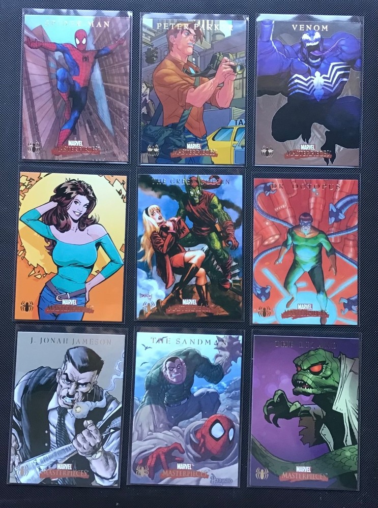 2007 MARVEL MASTERPIECES COMPLETE 9 CARD  SPIDER MAN CHASE SET