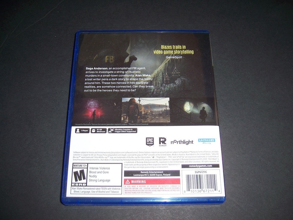 Authentic Case Artwork ONLY - Alan Wake II 2 PlayStation 5 PS5 Box