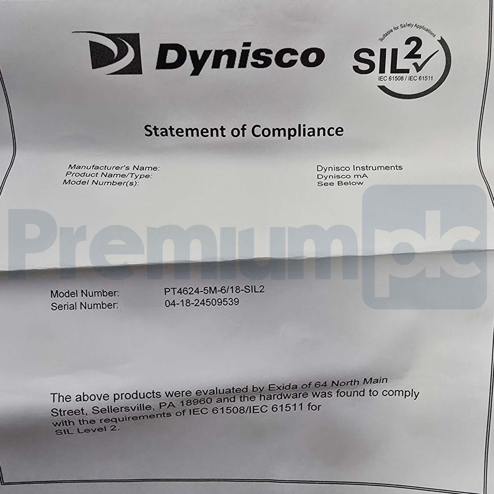 Dynisco PT4624-5M-6/18-SIL2 PT46X4 Pressure Sensor w/SIL2 0-5000psi 4-20mA NSMP