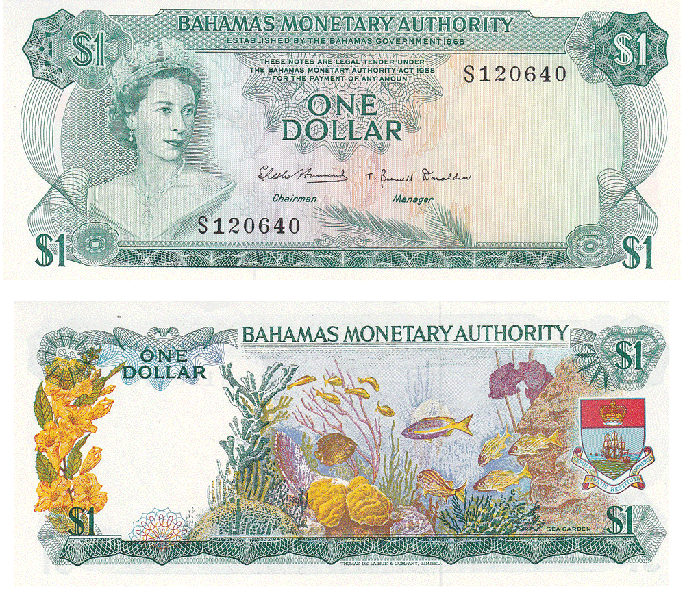 1968 $1 Bahamas Pick 27a Uncirculated