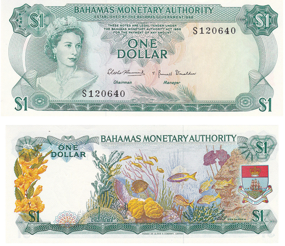 1968 $1 Bahamas Pick 27a Uncirculated