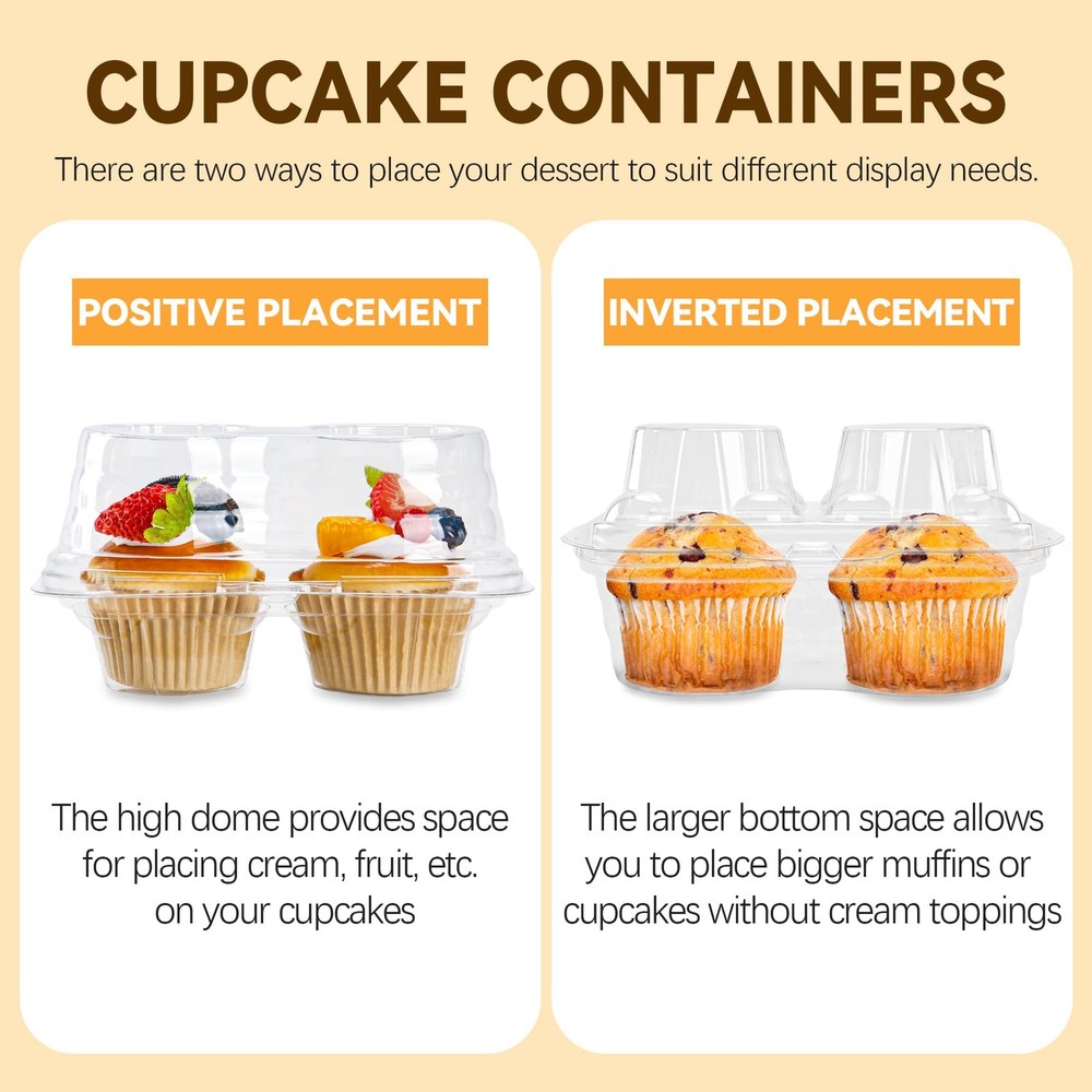2 Count Cupcake Containers 75 Pack Holder with Connected Airtight Lid Boxes