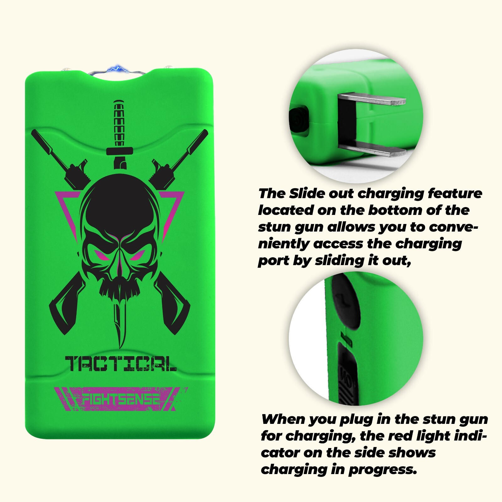 Self Defense Stun Gun With LED Flashlight & 10mv Max Power Rechargeable Battery