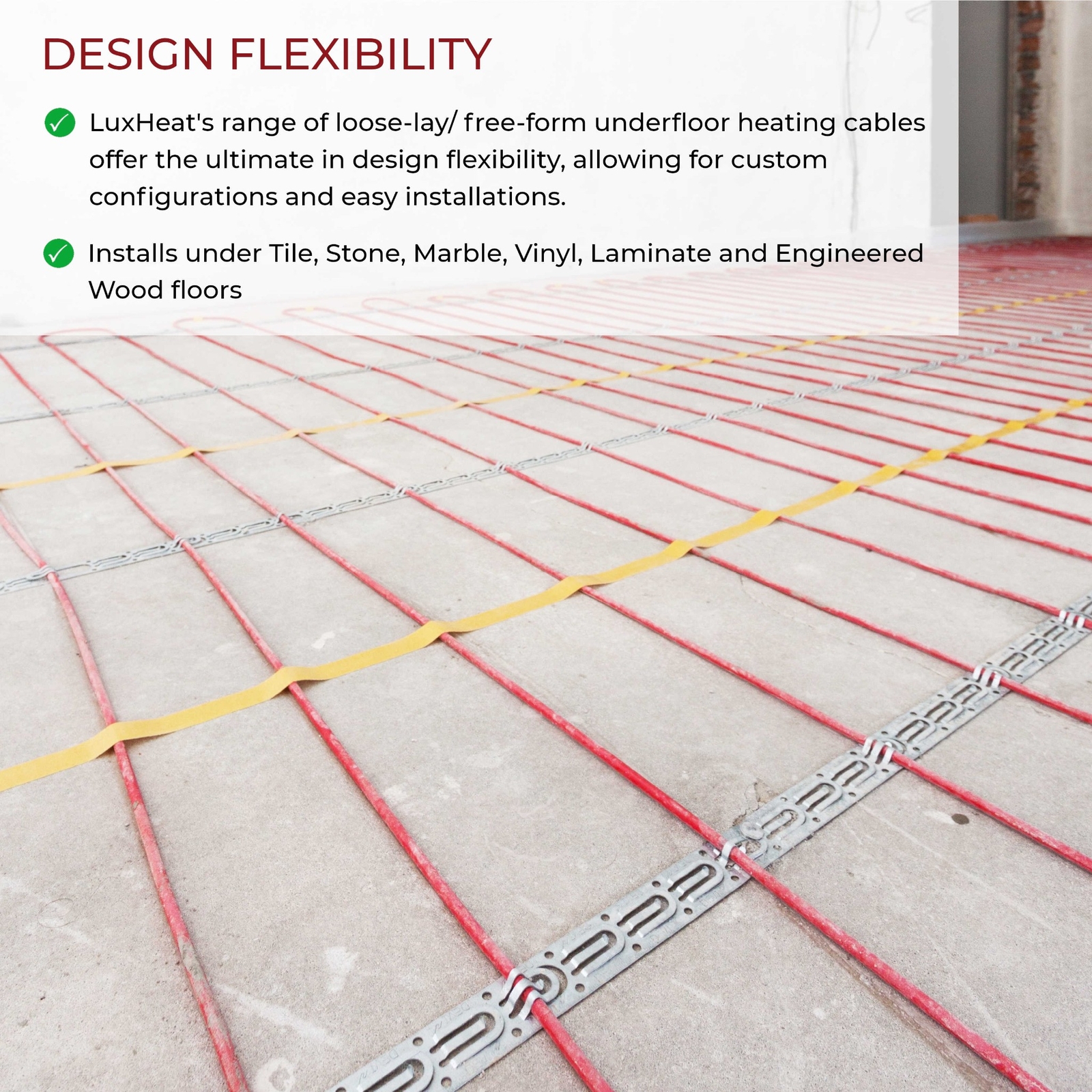 LuxHeat Cable Kit 120v (10-150sqft) Electric Radiant Floor Heating System Tile +