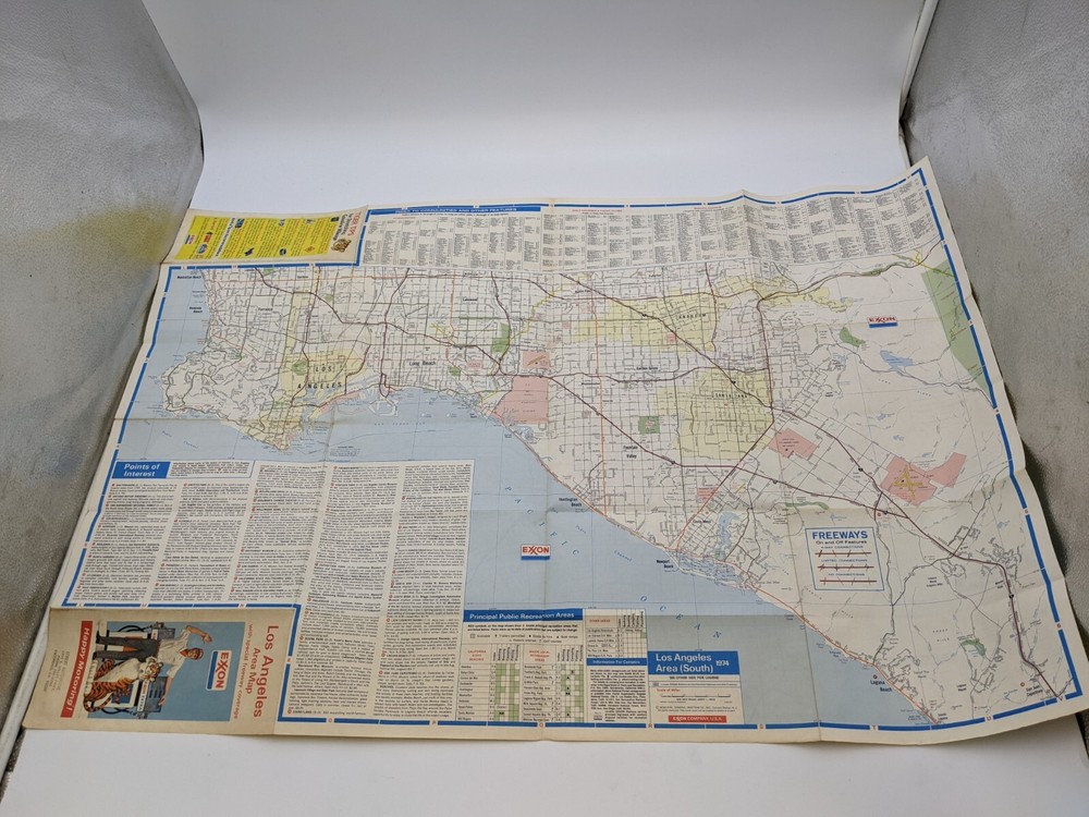 1973 Exxon Los Angeles Area Map Booklet Pullout with Special Freeway Coverage