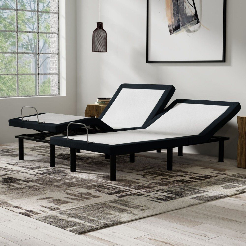 Split Queen Massaging Zero Clearance Adjustable Bed Base