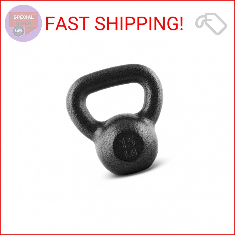 CAP Barbell Black Cast Iron Kettlebell | 15 Pounds