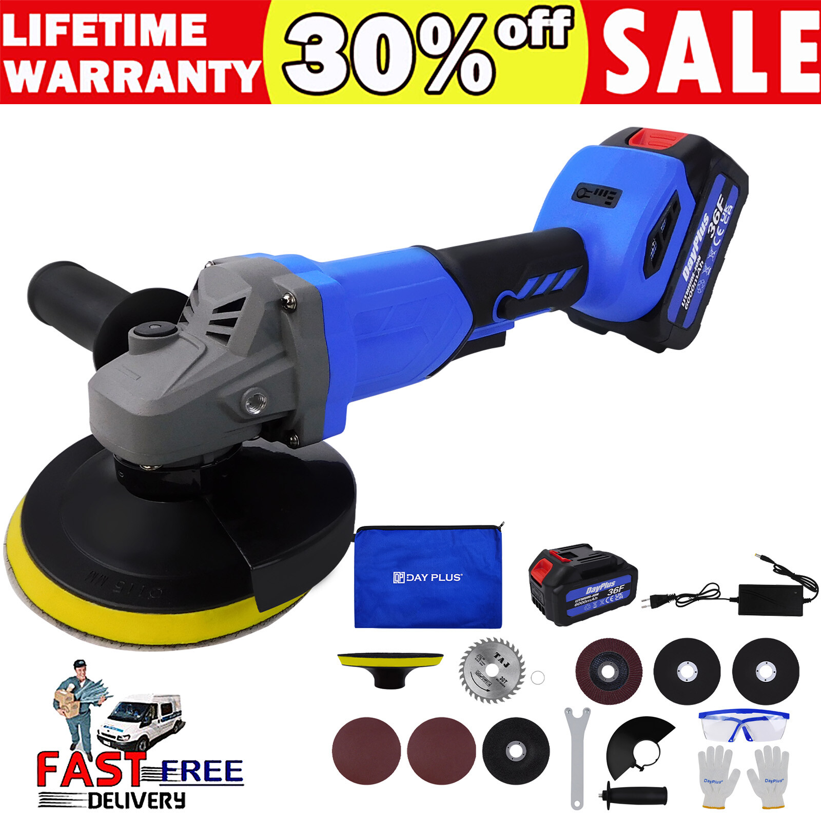 For Makita 18V Battery 1500W Electric Angle Grinder 115mm Grinding Power Tool