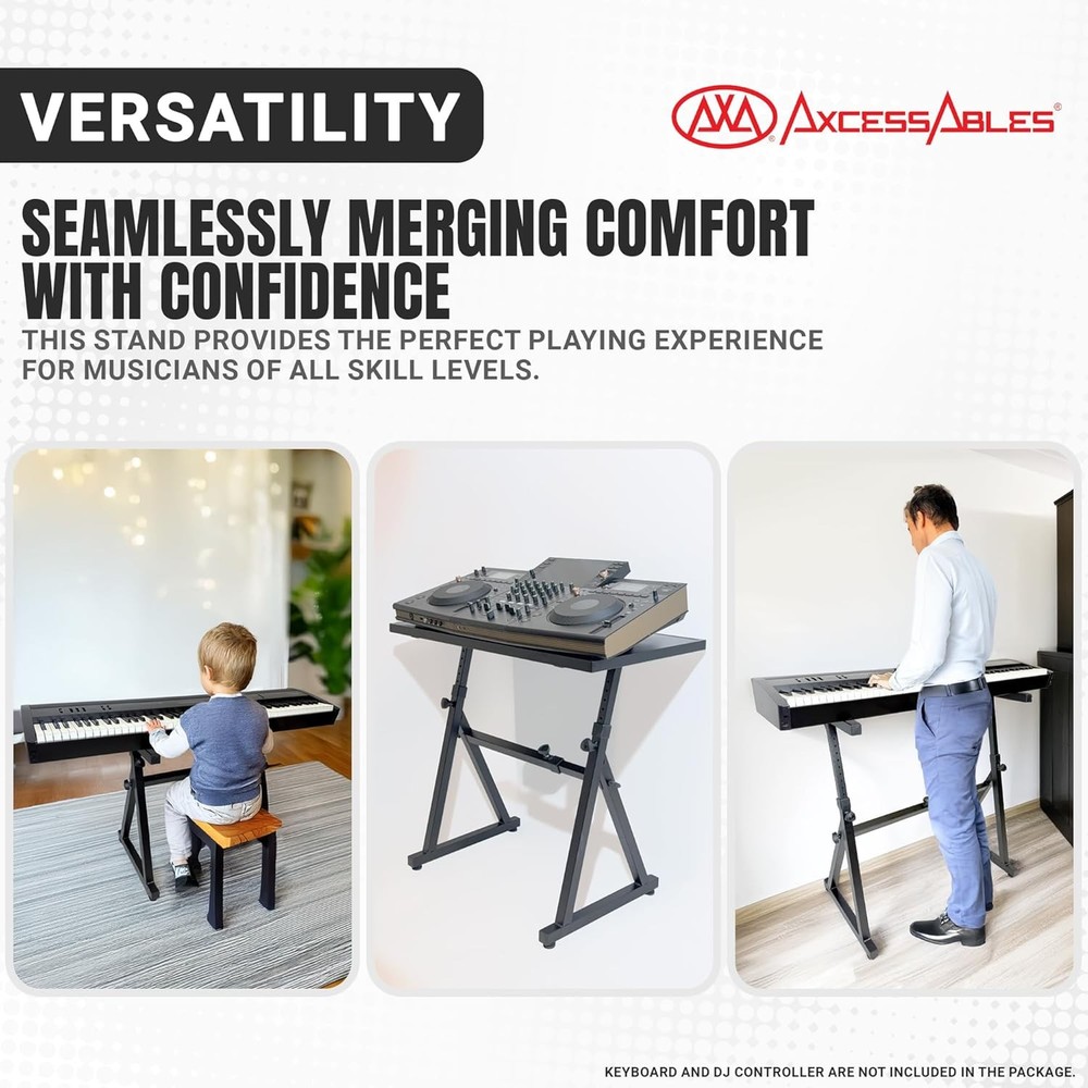 AxcessAbles KBS-FTT Adjustable Portable Keyboard Stand with Flat Tabletop