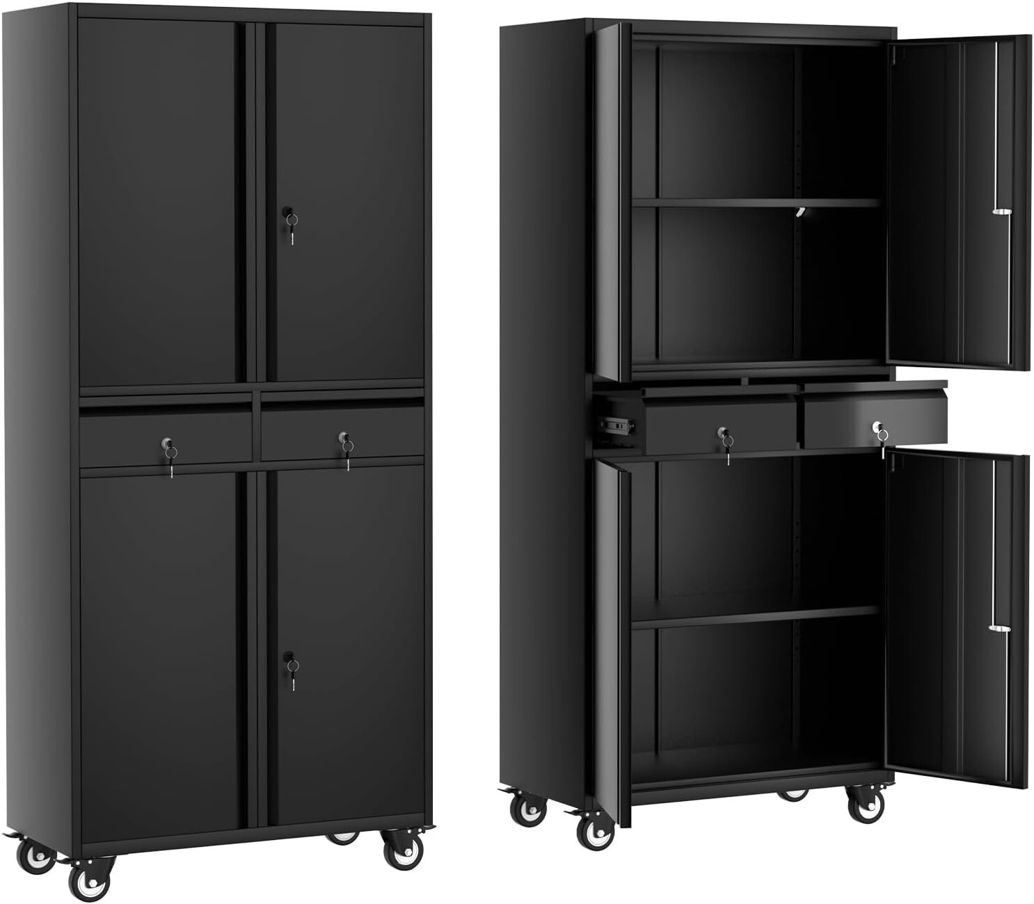 Rolling Tool Chest Tool Lock Storage Cabinet Boxes on Wheels Garage Adjustable