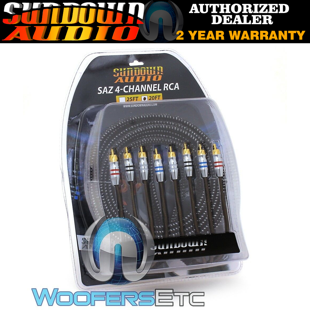 SUNDOWN AUDIO 20FT SAZ 4CHANNEL SOLID 100% OFC COPPER TWISTED RCA AMPLIFIER WIRE