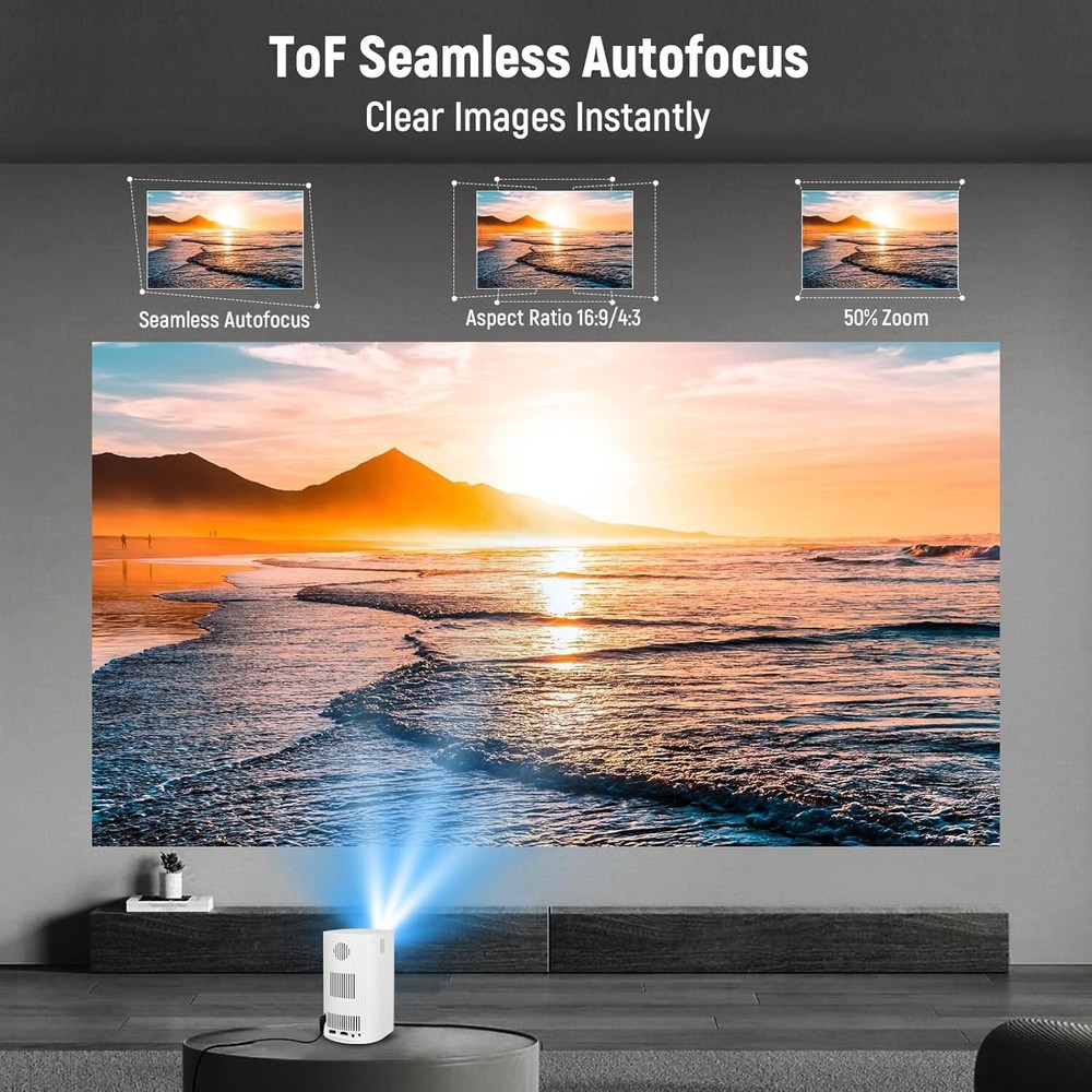 Mini Projector with WiFi and Bluetooth, Portable Projector 4K 1080P Support, ...