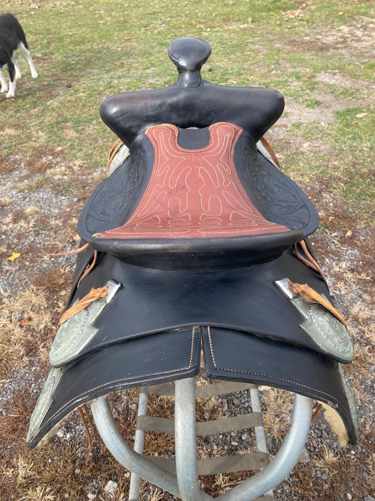 Vintage/Antique 13" youth Western parade saddle w/silver horse heads