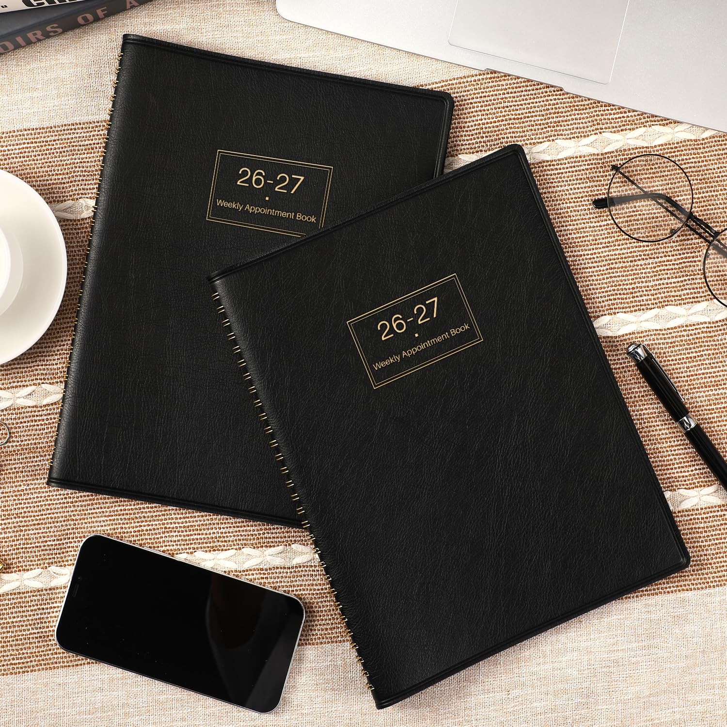 Appointment Book 2026-2027 - Daily Planner, Large Planner Letter, Black