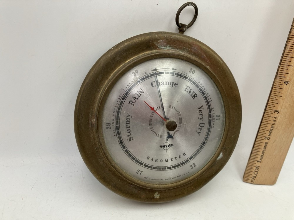 Swift & Anderson Wall Barometer Brass 5" Vintage Untested