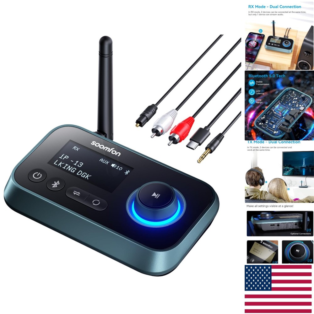 3-in-1 Bluetooth Transmitter Receiver for TV - LCD Display & Volume Control