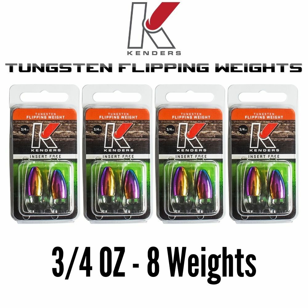 3/4 OZ  RAINBOW METALLIC - 4 Pack (8 Weights) TUNGSTEN Flipping Weights