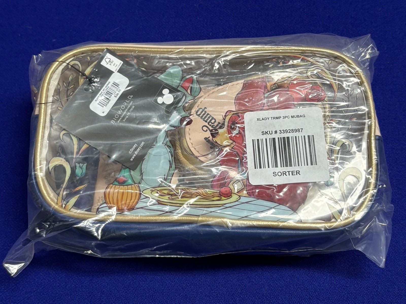 Disney Lady & The Tramp 3 Piece Makeup Bag Set New Exclusive