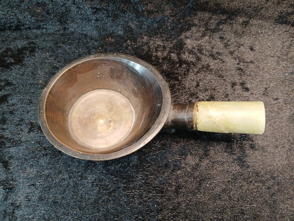 Incense Burner Brass With Stone Handle