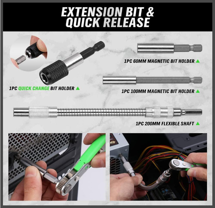 232PCS Ultimate Screwdriver Bit Set, Driver Bit Set Ratchet Wrench & Bits Holder
