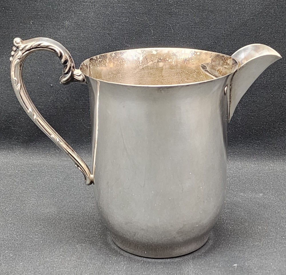 VINTAGE SILVER ON COPPER ICE WATER CATCHER PITCHER ORNATE SILVERPLATED ANTIQUE