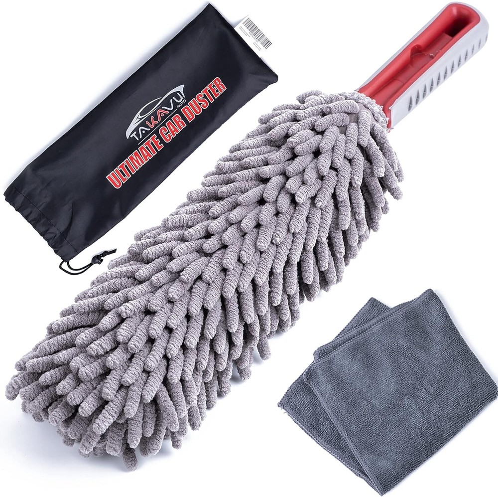 360° Microfiber Car Duster with Ergonomic Handle - Lint Free Cleaning