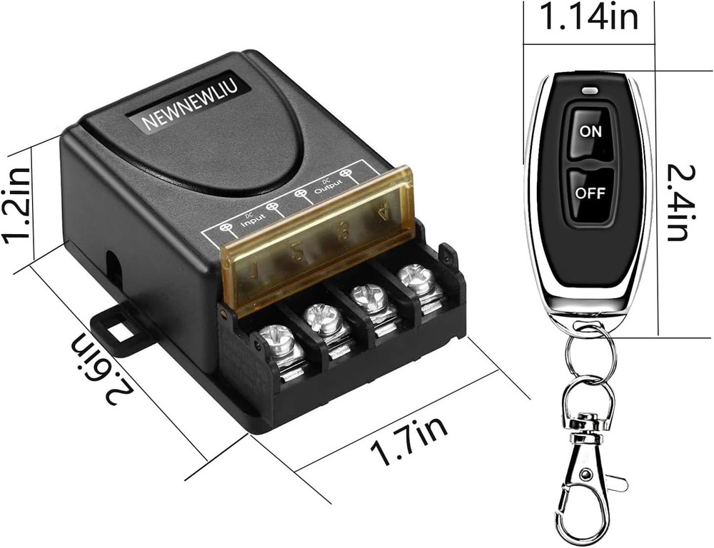 12 Volt Remote Switch 12V-72V remote switch, Black