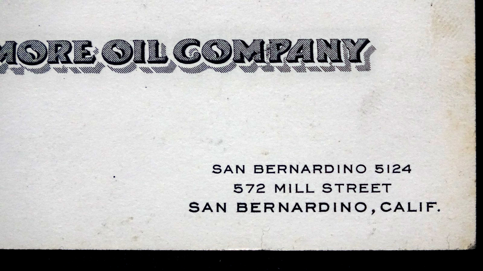 Vintage GILMORE OIL COMPANY California BUSINESS CARD San Bernardino California